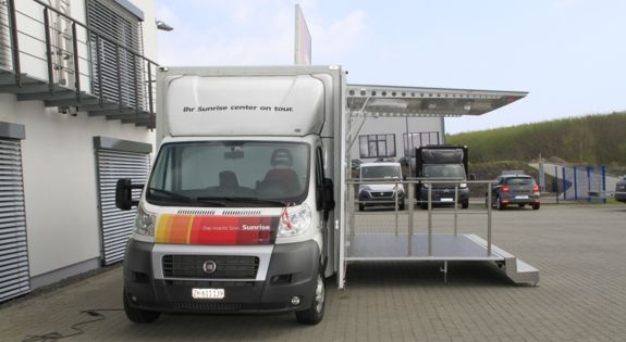 Auch Sunrise Zürich nutzt profissionelle Infomobile von Klagie Fahrzeugbau